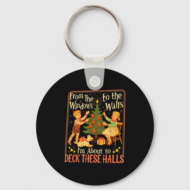 Funny Christmas Tree Kids Xmas From The Windows To Key Ring (Front)