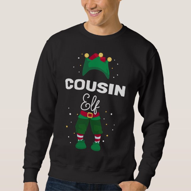 Funny Christmas Tree Lights Ugly Sweater COUSIN El (Front)