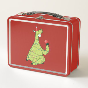 Funny Christmas Tree Llama Gift For Alpaca Lover Metal Lunch Box