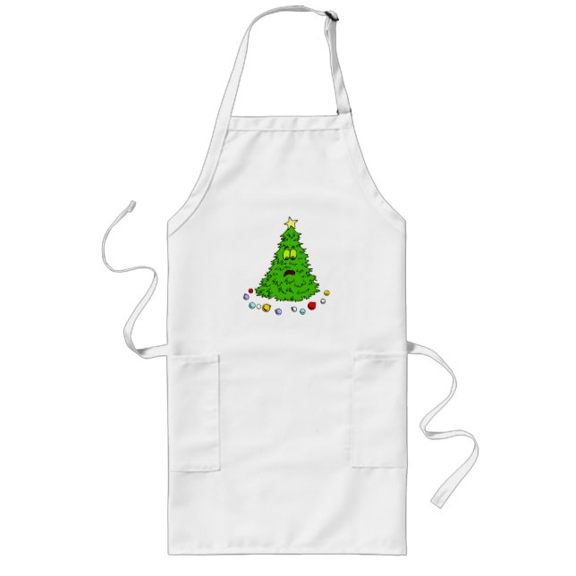 Funny Christmas Tree Long Apron (Front)