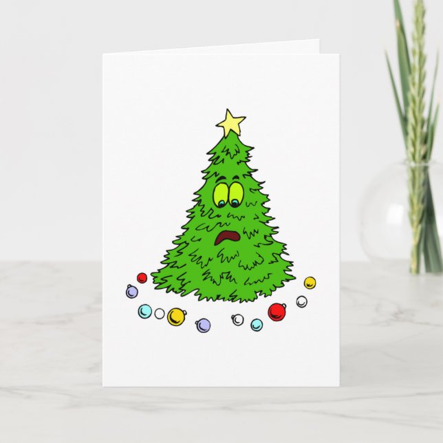 Funny Christmas Tree Lost Holidays Decorations Holiday Card (Front)