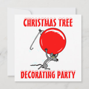 Funny Christmas Tree Mouse Humour Invitation