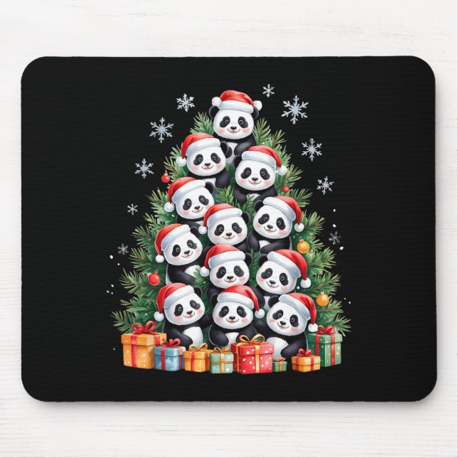Funny Christmas Tree Panda Family Xmas Pajamas  Mouse Mat (Front)