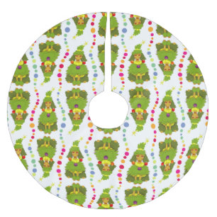 Funny Christmas Tree Poodle Brushed Polyester Tree Skirt