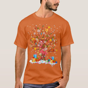 Funny Christmas Tree Santa Flamingo Lover Matching T-Shirt