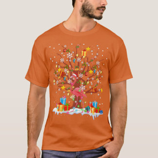 Funny Christmas Tree Santa Flamingo Lover Matching T-Shirt