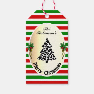 Funny Christmas Tree with Cow Stains Red and Green Gift Tags