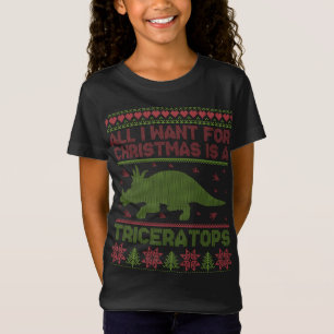 Funny Christmas Triceratops Dinosaur Ugly Xmas Swe T-Shirt