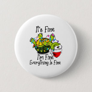 Funny Christmas Turtle It's Fine I'm Fine Everythi 6 Cm Round Badge