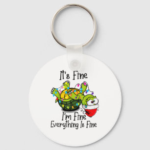 Funny Christmas Turtle It's Fine I'm Fine Everythi Key Ring
