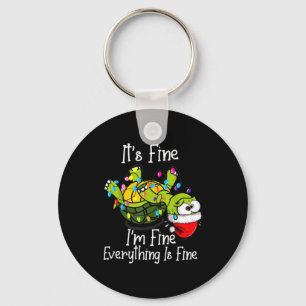Funny Christmas Turtle It's Fine I'm Fine Everythi Key Ring