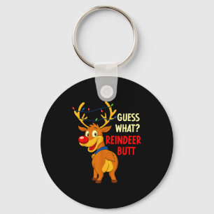 Funny Christmas Ugly Sweater Guess What_ Reindeer  Key Ring