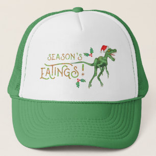 Funny Christmas Velociraptor Dinosaur Eatings Trucker Hat