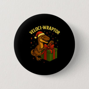 Funny Christmas Velociraptor Pun Veloci-wraptor  6 Cm Round Badge
