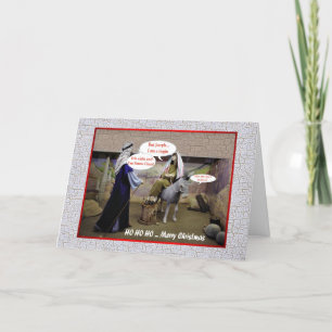 Funny Christmas Virgin Mary and Joseph in barn Holiday Card