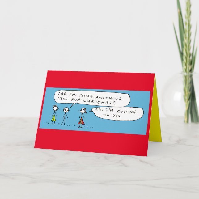 Funny Christmas Visit Cartoon Joke Holiday Card (Front)