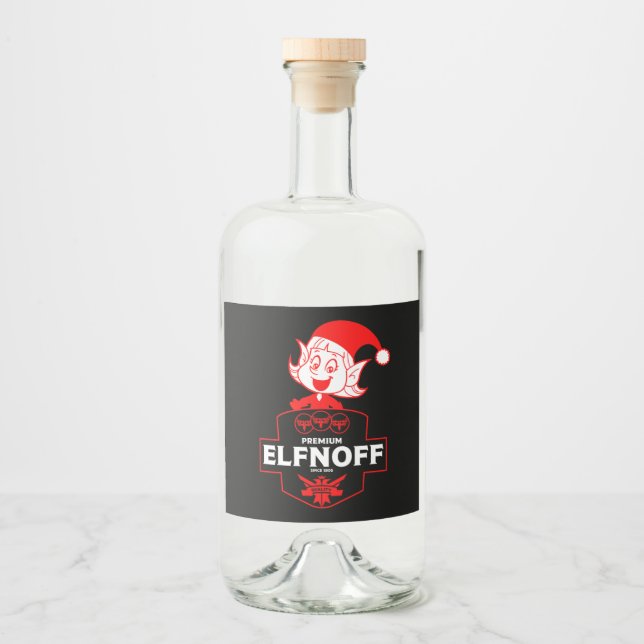 Funny Christmas Vodka Liquor Bottle Label (Front)