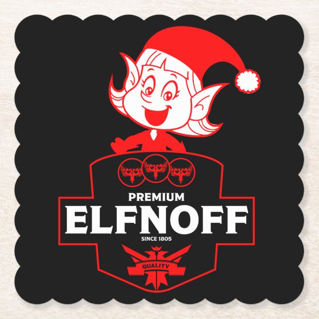 Funny Christmas Vodka Paper Coaster (Front)