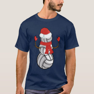 Funny Christmas Volleyball Balls Snowman T-Shirt
