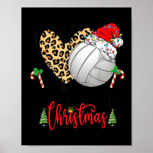 Funny Christmas Volleyball Heartbeat Santa Hat Xma Poster