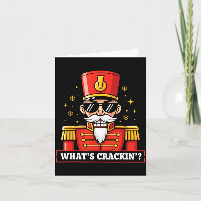 Funny Christmas Whats Crackin Nutcracker Men Kids  Card (Front)