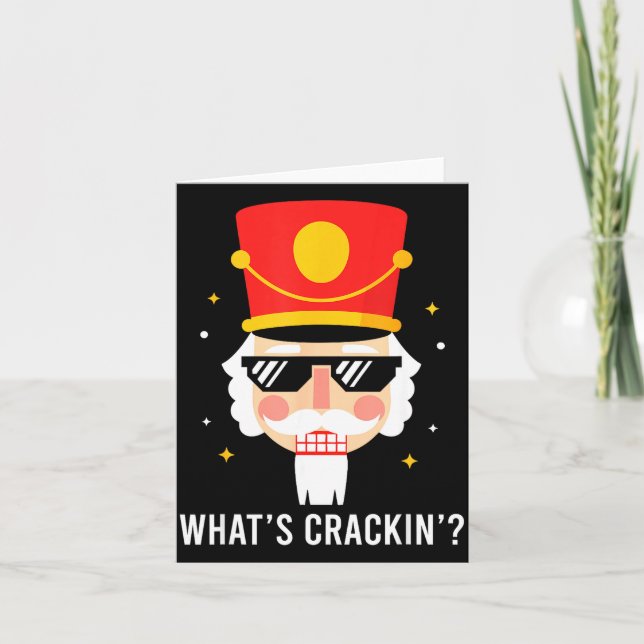 Funny Christmas Whats Crackin Nutcracker Men Kids  Card (Front)