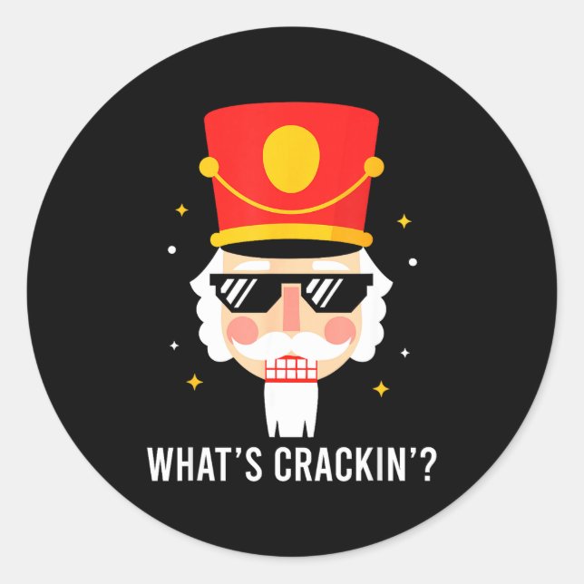 Funny Christmas Whats Crackin Nutcracker Men Kids  Classic Round Sticker (Front)