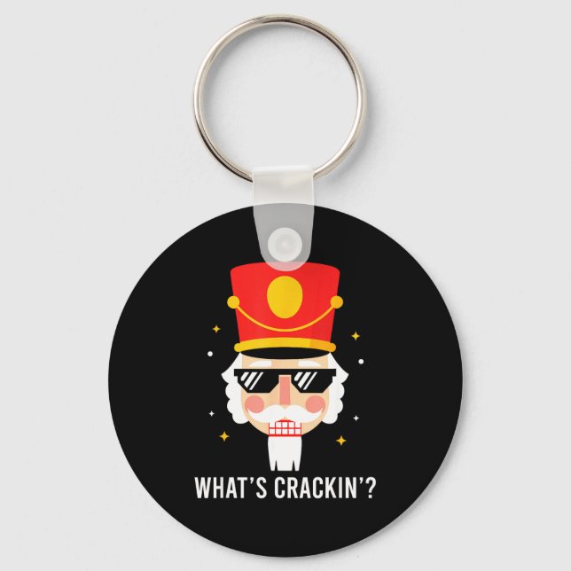 Funny Christmas Whats Crackin Nutcracker Men Kids  Key Ring (Front)