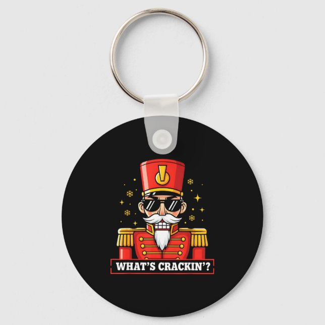 Funny Christmas Whats Crackin Nutcracker Men Kids  Key Ring (Front)