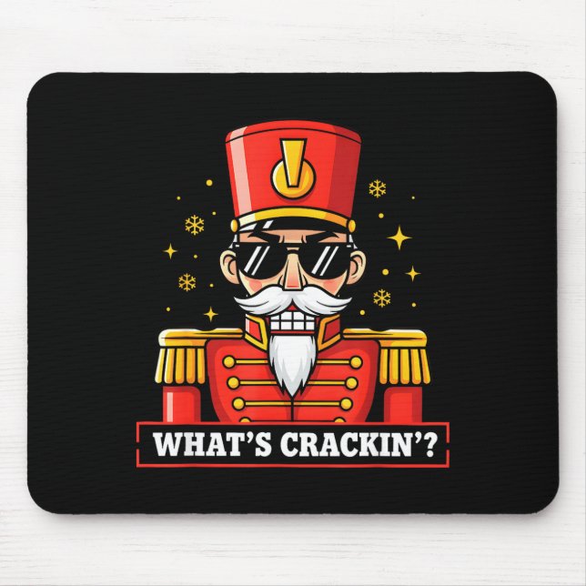 Funny Christmas Whats Crackin Nutcracker Men Kids  Mouse Mat (Front)