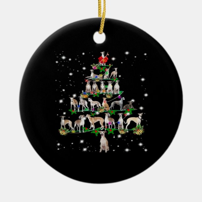 Funny Christmas Whippet Dog Lovers Gift Essential  Ceramic Tree Decoration (Front)