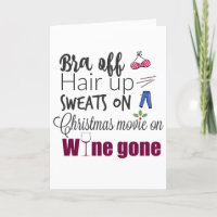 Funny Christmas Wine Drinkers Bra Off Wines Gone