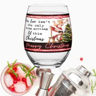 Funny Christmas Wine Glass Retro Best Friend Lit