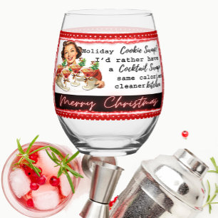 Funny Christmas Wine Glass Retro Best Friend Swap