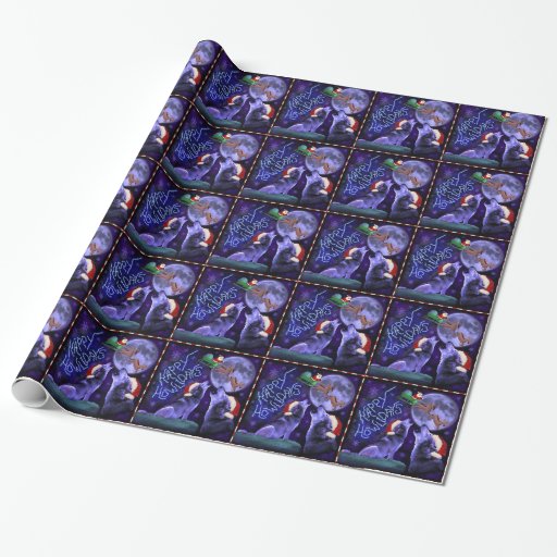 Funny Christmas Wolf Pun Happy Howlidays Humour Wrapping Paper