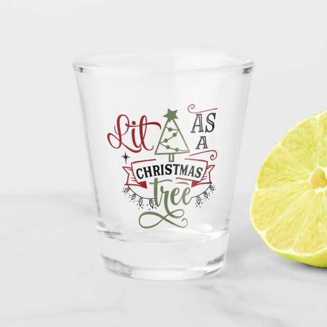 funny Christmas word art  Shot Glass (Front)