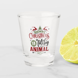 funny Christmas word art Shot Glass