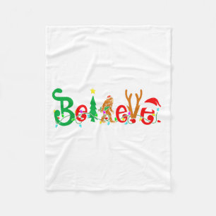 Funny Christmas Xmas Bigfoot Believe Sasquatch In Fleece Blanket