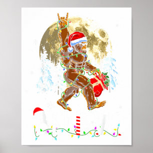 Funny Christmas Xmas Bigfoot Believe Sasquatch In  Poster