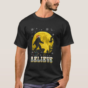 Funny Christmas Xmas Bigfoot Believe Sasquatch In  T-Shirt