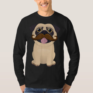 Funny Christmas Xmas Pug Dog Moustache Kids Costum T-Shirt
