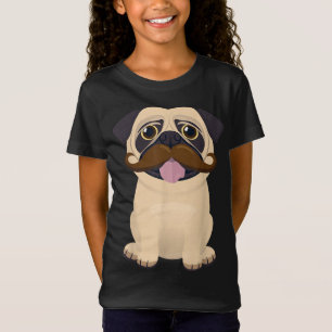 Funny Christmas Xmas Pug Dog Moustache Kids Costum T-Shirt
