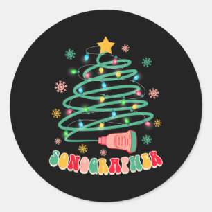 Funny Christmas Xmas Vibes Sonographer Ultrasound Classic Round Sticker
