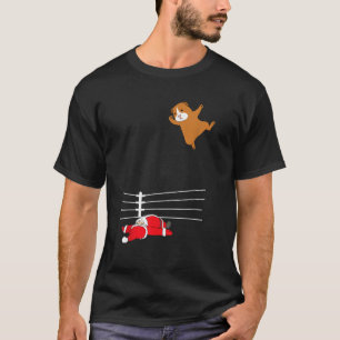 Funny Christmas Xmas Wrestling Santa Claus and Gui T-Shirt