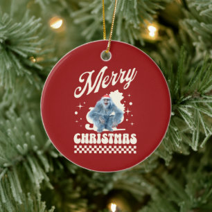 Funny Christmas Yeti Holiday Humour Ceramic Tree Decoration