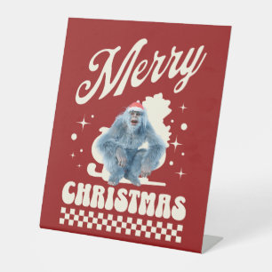 Funny Christmas Yeti Holiday Humour Pedestal Sign