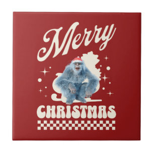Funny Christmas Yeti Holiday Humour Tile