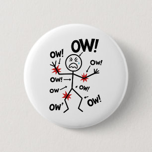 Funny Chronic Pain Awareness Ow Ow Stick Figure 6 Cm Round Badge