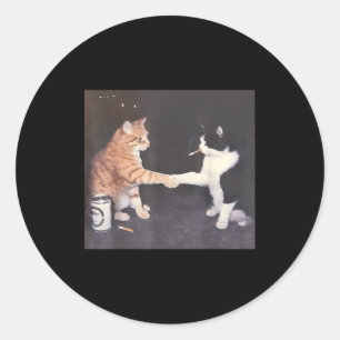 Funny cigarette smoking cat vintage cat meme classic round sticker