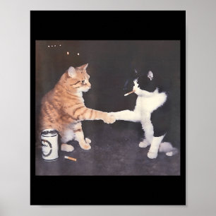 Funny cigarette smoking cat vintage cat meme poster